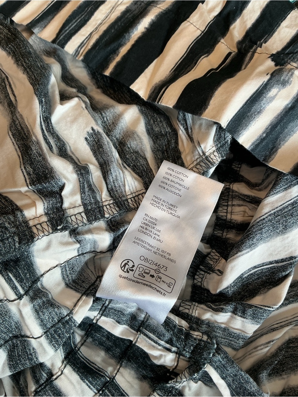 Anthropologie XS Black White Stripe Maxi Dress Cotton Pockets - Picture 12 of 13